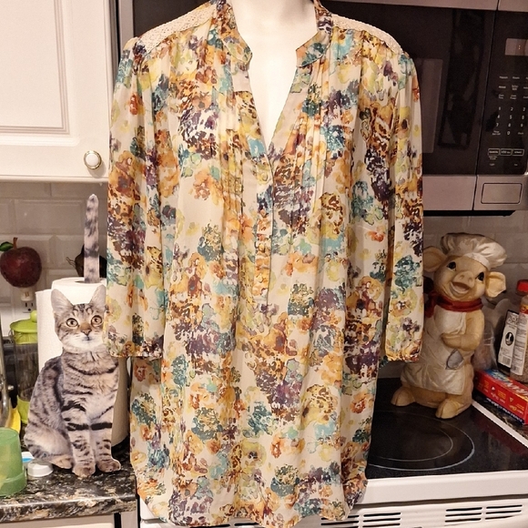 a.n.a Multicolor Abstract Blouse Size 3X - Picture 1 of 4